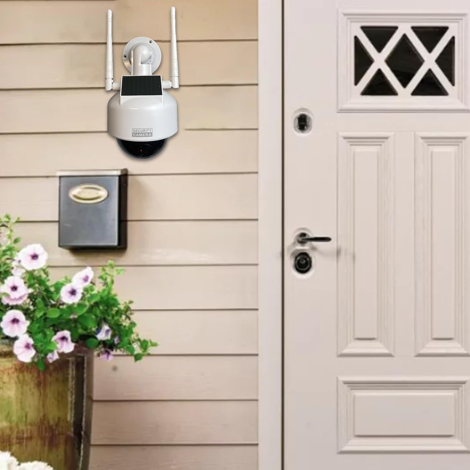 Realistic Fake Security Camera with LED Light - Nighttime Deterrent for Home & Business Security | Indoor/Outdoor Use for Porch, Garage, Office & Storefront