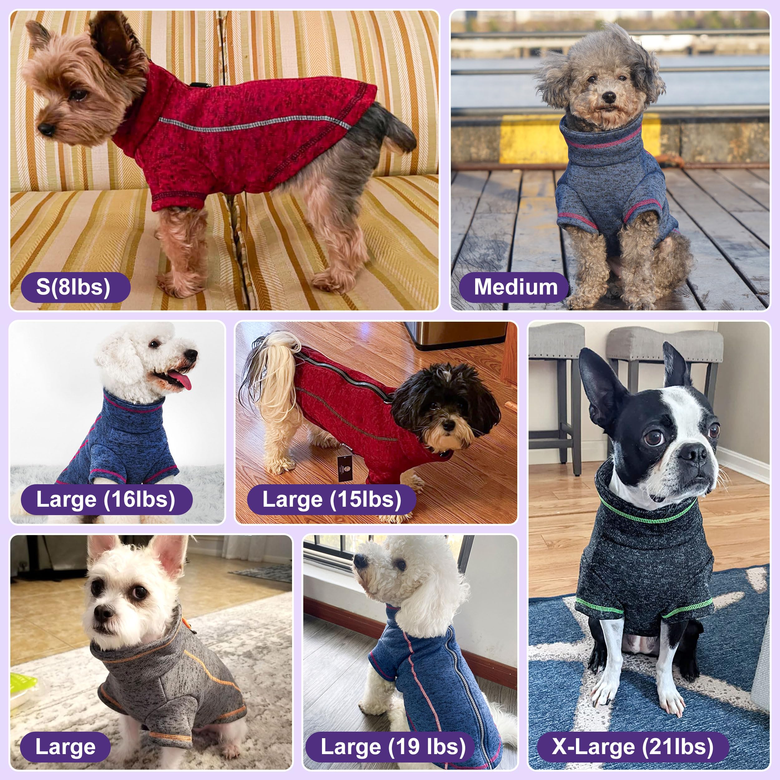 Cyeollo Fleece Dog Sweater Jacket with Reflective Strips & D-Ring - Step-in Zipper Design for Small Dogs (Grey) - Perfect for Winter Walks & Outdoor Adventures
