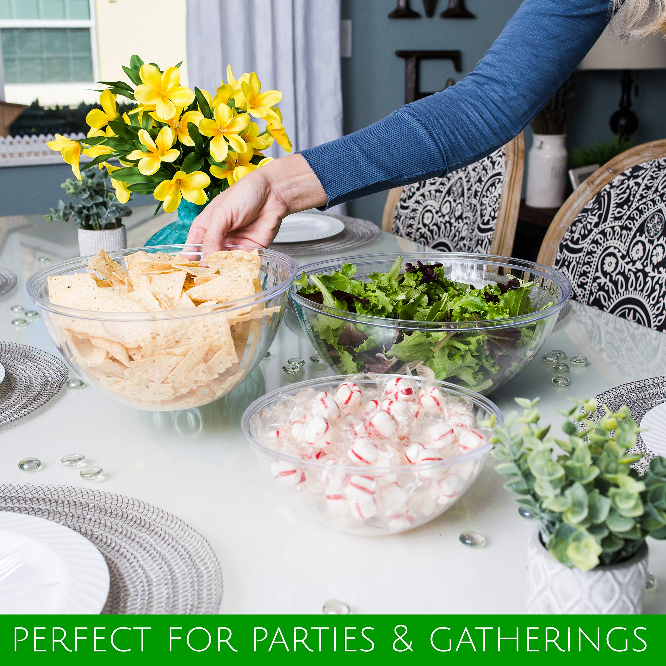 PLASTICPRO 150oz Clear Disposable Plastic Bowls - 4 Pack for Snacks, Salads, Chips & Candy | Perfect for Parties, Picnics & Catering Events