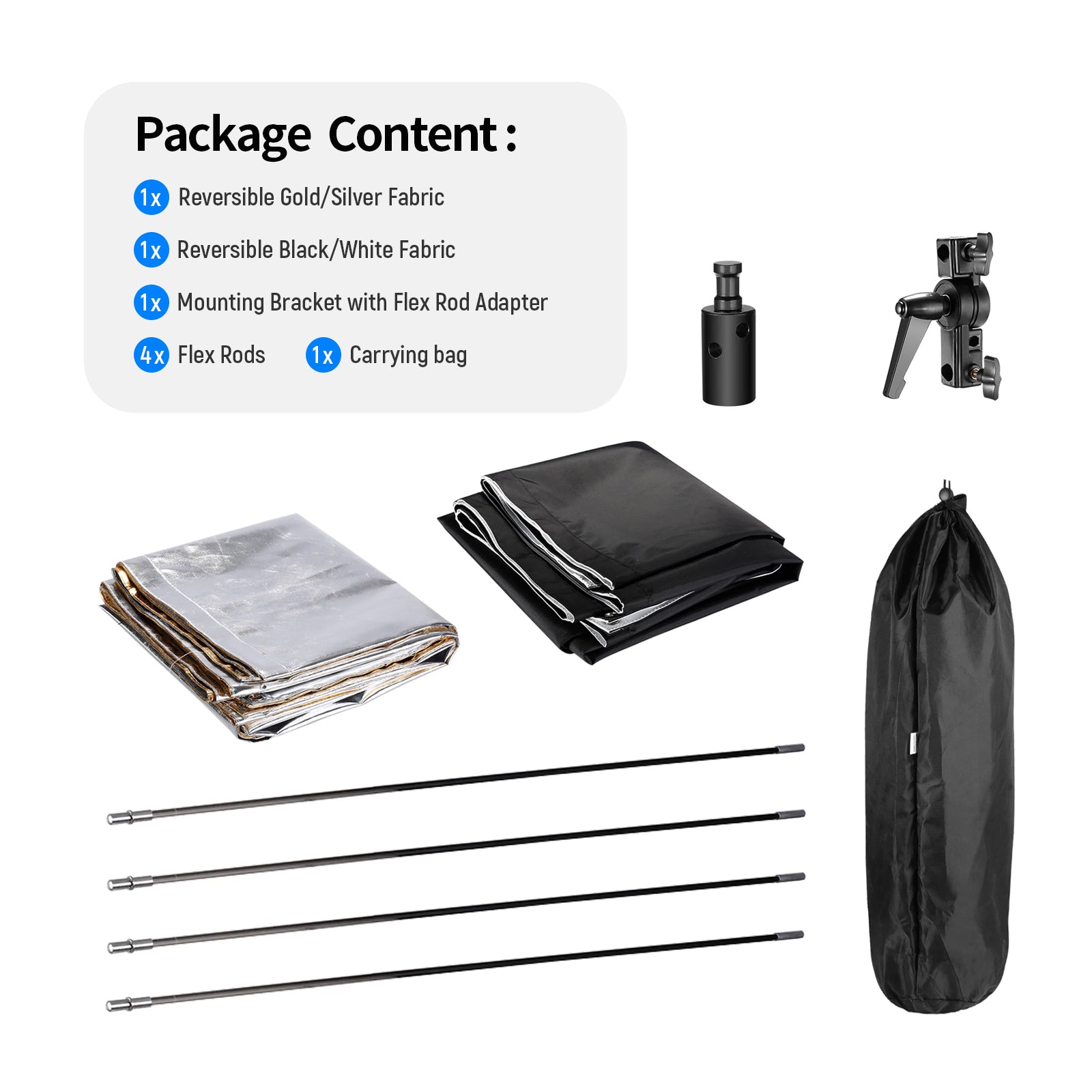 Professional NEEWER 90x180cm Photography Light Reflector - 5-in-1 Collapsible Silver/Gold/White/Black/Translucent for Portrait, Product, and Outdoor Photography