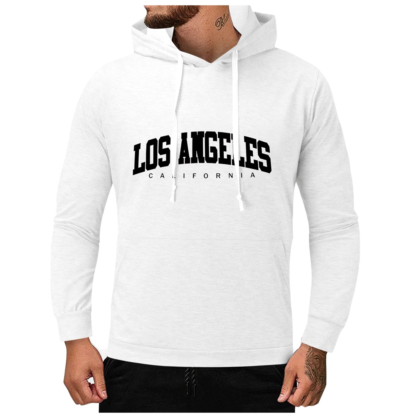 Men's Casual Zip Up Hoodie with Long Print Drawstring Pocket - Graphic Letter Design for Streetwear & Outdoor Activities