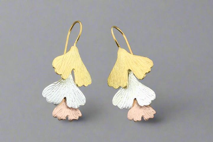 Elegant Ginkgo Leaf Drop Earrings for Women - Silver, Gold, Rose Gold - Perfect for Weddings, Parties & Everyday Wear