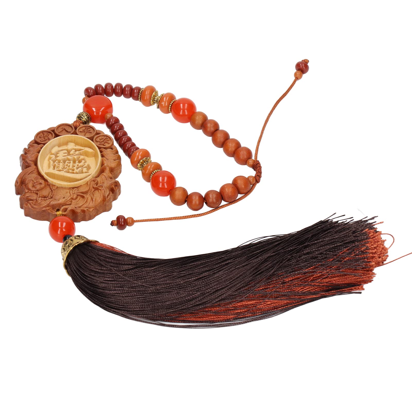 Gaeirt Wood Buddha Car Pendant - Yellow Lucky Exquisite Hanging Ornament for Car Decor, Perfect Gift for Luck and Fortune, Ideal for Car, Home, and Office Use