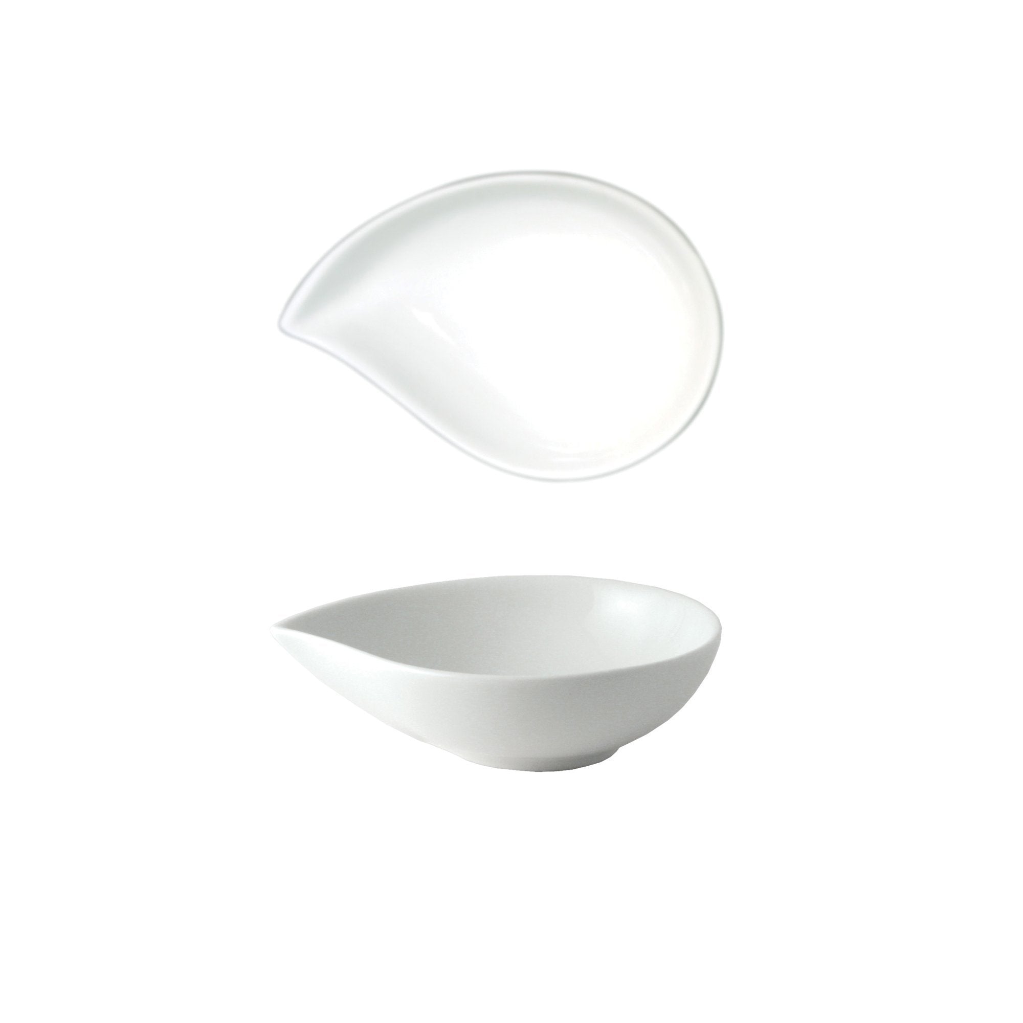 FOH Porcelain Teardrop Bowl - 2 oz Small Serving Dish for Soy Sauce, Dipping Sauces, Condiments - Perfect for Sushi, Asian Cuisine & Appetizers