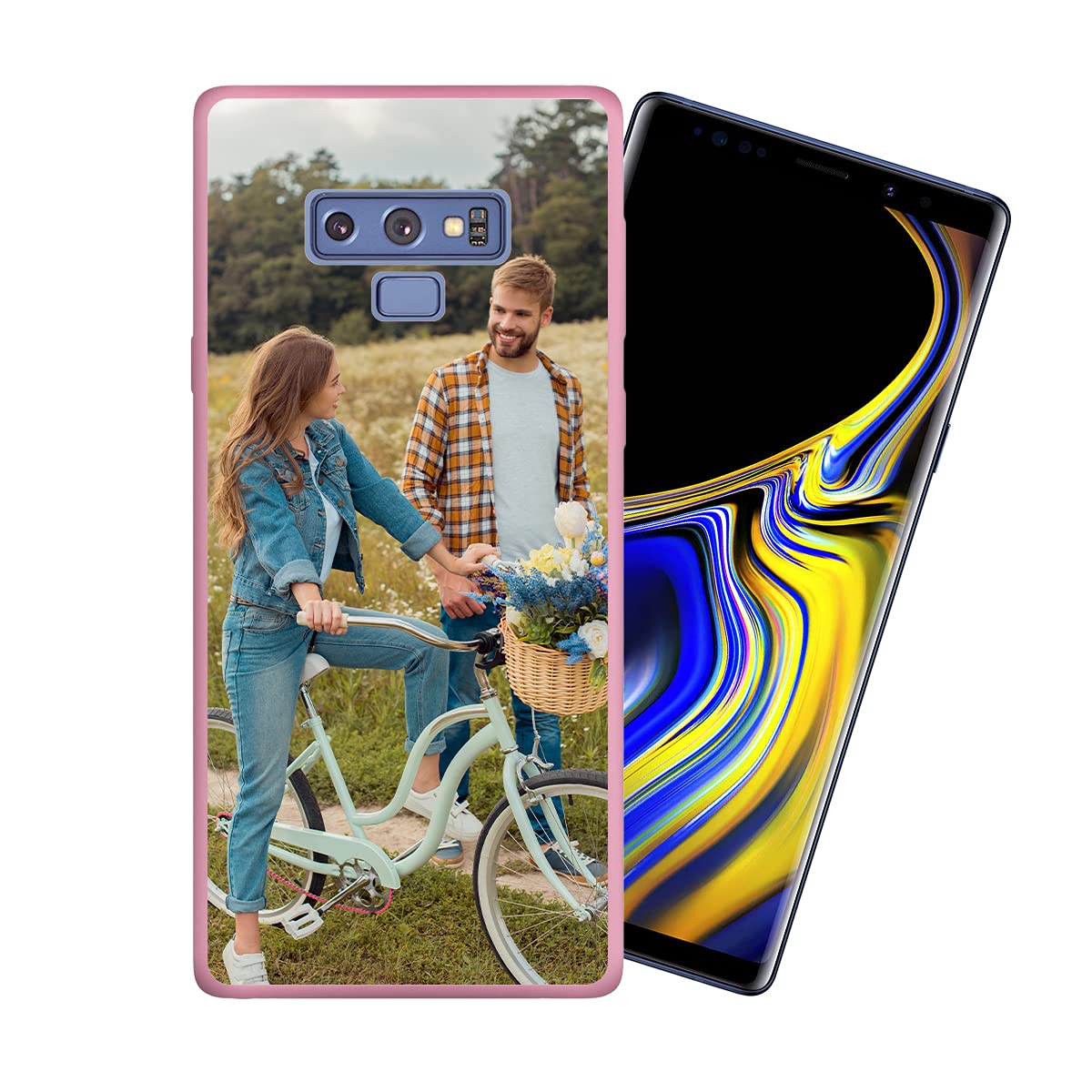 Styletify Customized Photo Case for Samsung Galaxy Note 9 - Personalized Picture Phone Cover, Shockproof Silicone Case, Soft Candy Design - Perfect Father's Day & Birthday Gift, Protective Pink Phone Case for Everyday Use & Special Occasions