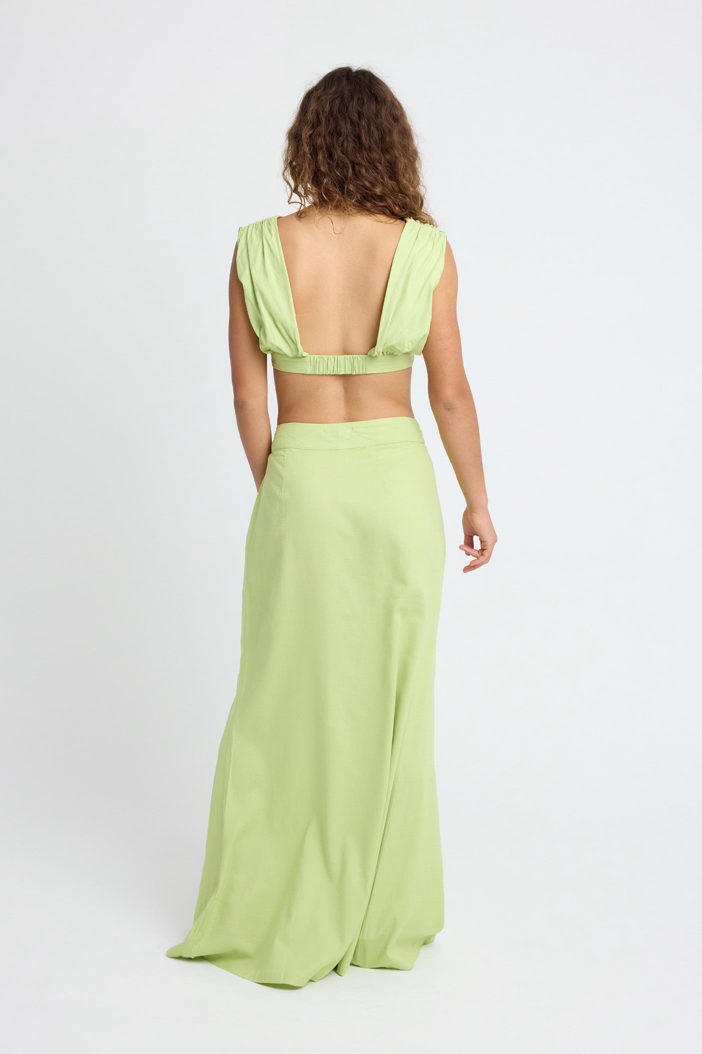 Callen Linen Maxi Skirt for Women - Flowy Lime Green Long Skirt with Side Slit | Perfect for Beach, Vacation & Summer Outfits
