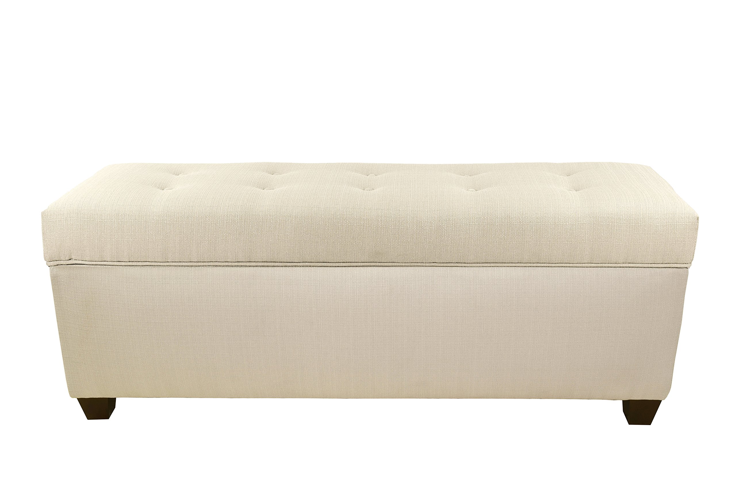 MJL Furniture Designs HJM100 Upholstered Storage Bench with Lift Top, Beige Fabric Ottoman for Bedroom, Living Room & Entryway - Perfect for Extra Seating and Hidden Storage