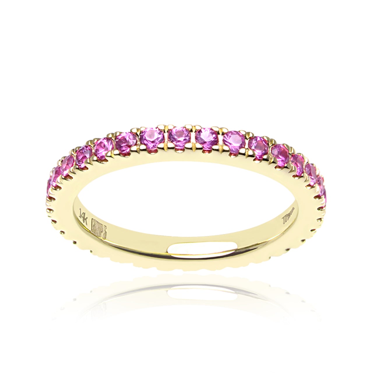 Pink Sapphire Eternity Ring for Women - 14K Rose Gold Wedding Band, Anniversary Gift for Her - Perfect for Engagement, Valentine's Day & Special Occasions