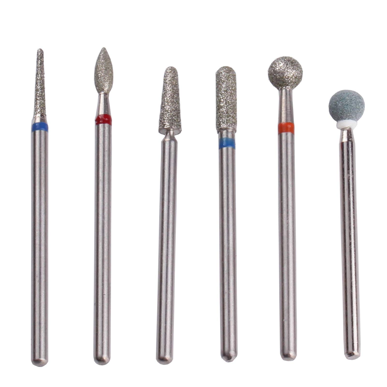Premium Russian Cuticle Drill Bit Set - 6pcs Professional Nail Bits (Needle, Ball, Flame, Cylinder, Tapered) with Diamond Stone & Storage Case | Perfect for Manicure, Pedicure & Nail Art | Salon & Home Use