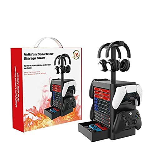 ECHZOVE PS5 & Nintendo Switch Organizer Stand - Storage Holder for Switch Accessories, Joy-Con/Pro Controllers, Headsets & Game Cards - Perfect for Gaming Setup & Console Organization