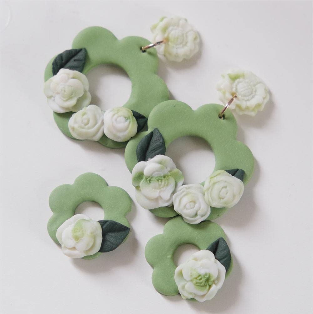 2Pcs Flower Polymer Clay Molds for Jewelry Making - Daisy Sunflower Rose Miniature Silicone Molds (13 Flowers) - Perfect for DIY Earrings, Pendants & Home Decor Crafts