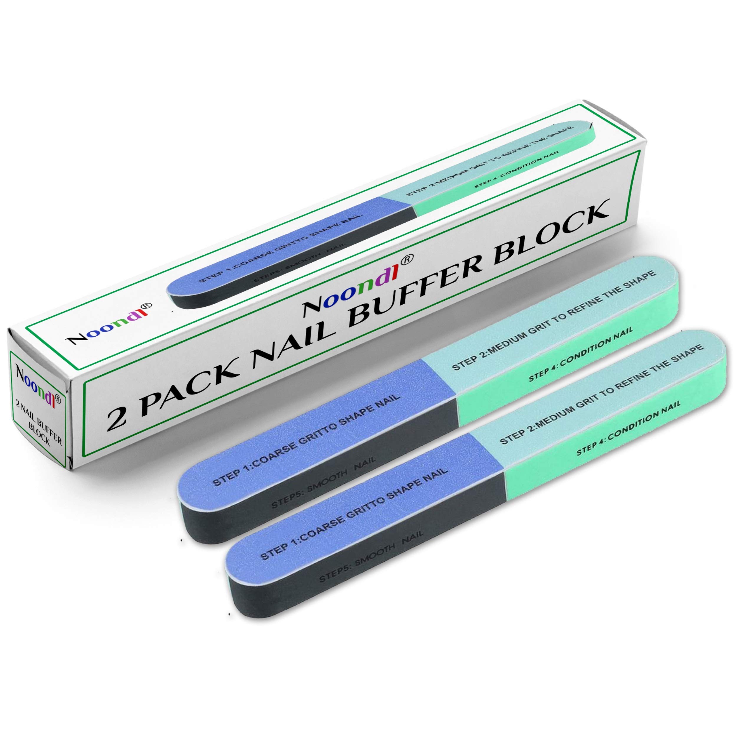 Noondl Beauty Nail Buffer Block Twin Pack - Professional Nail File for Natural & Gel Nails - At-Home Manicure & Salon Quality Nail Care Kit