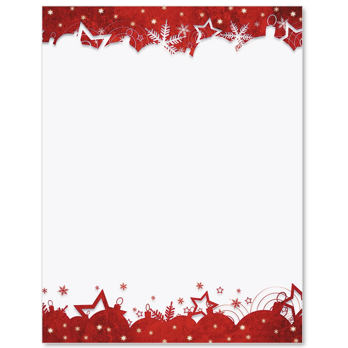 Premium Red Holiday Starry Charm Christmas Stationery - Elegant 8.5 x 11 Decorative Border Paper, 100 Sheets for Winter Letters, Cards & Office Use - Perfect for Holiday Greetings, Gift Tags & Festive Decorations