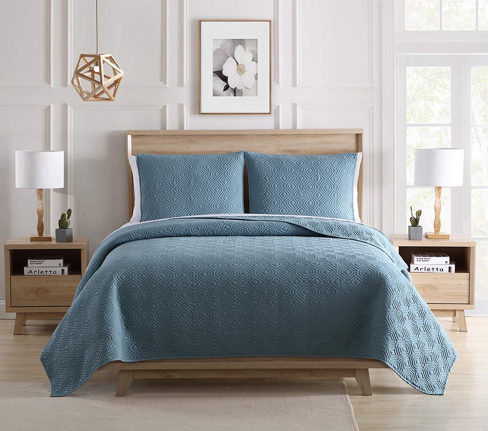 BOURINA Ultra Soft Pre-Washed Microfiber 3-Piece Quilt Set - Queen Size 92