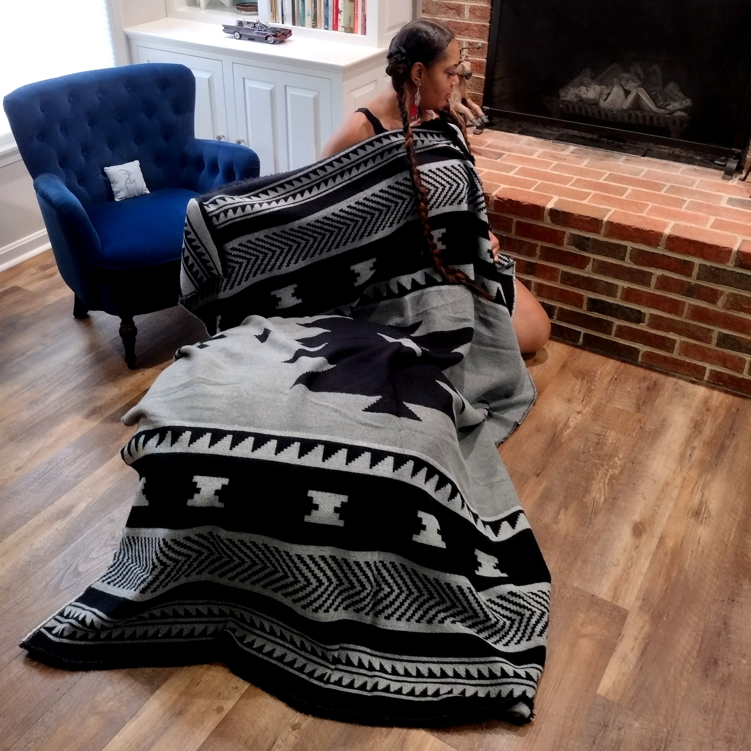 Visions of Our Ancestors Throw Blanket - Soft Cozy Cultural Heritage Design for Home Decor, Couch, Bed & Outdoor Use