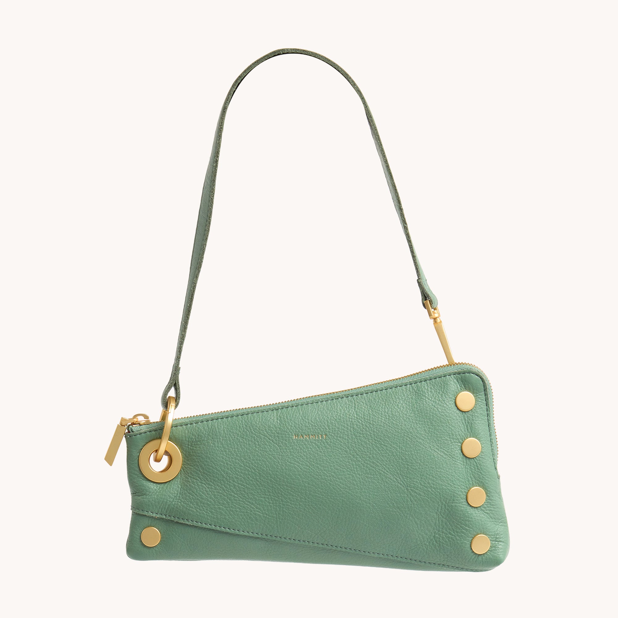 Nash Pochette Handbag - Artichoke Green & Brushed Gold Clutch for Women | Perfect for Evening Parties, Weddings & Special Events