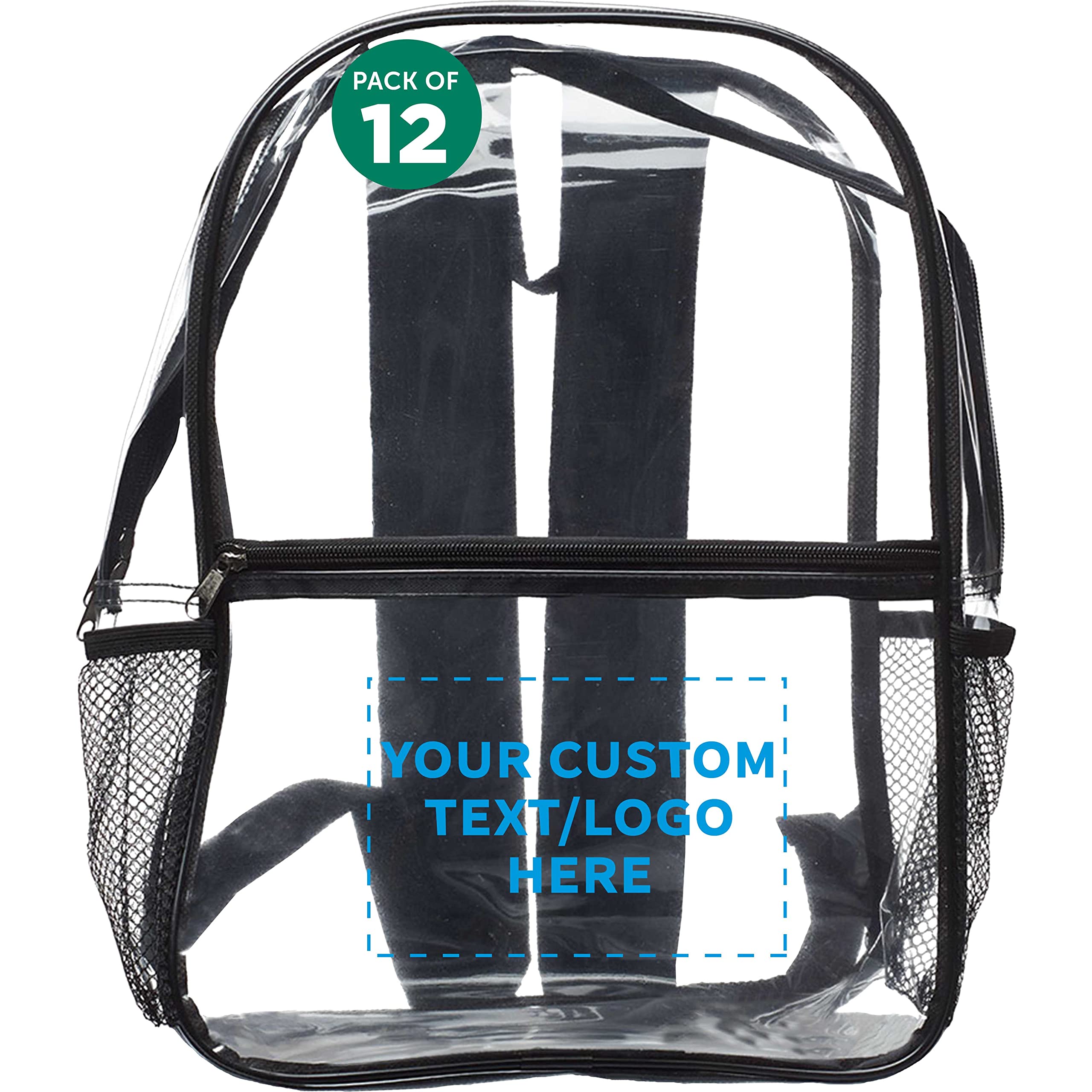 Custom Clear PVC Plastic Backpacks - Set of 12 Bulk Pack, Waterproof & Durable, Personalized Travel Backpacks for Outdoor Activities, School, Beach & Festival Essentials