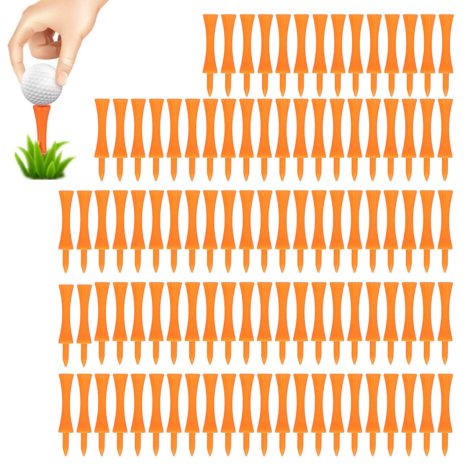 100Pcs Reusable Unbreakable Plastic Golf Tees - Professional Height Control Castle Tees (70mm) for Driving Range & Golf Course Practice - Bulk Pack for Golfers & Driving Range Use
