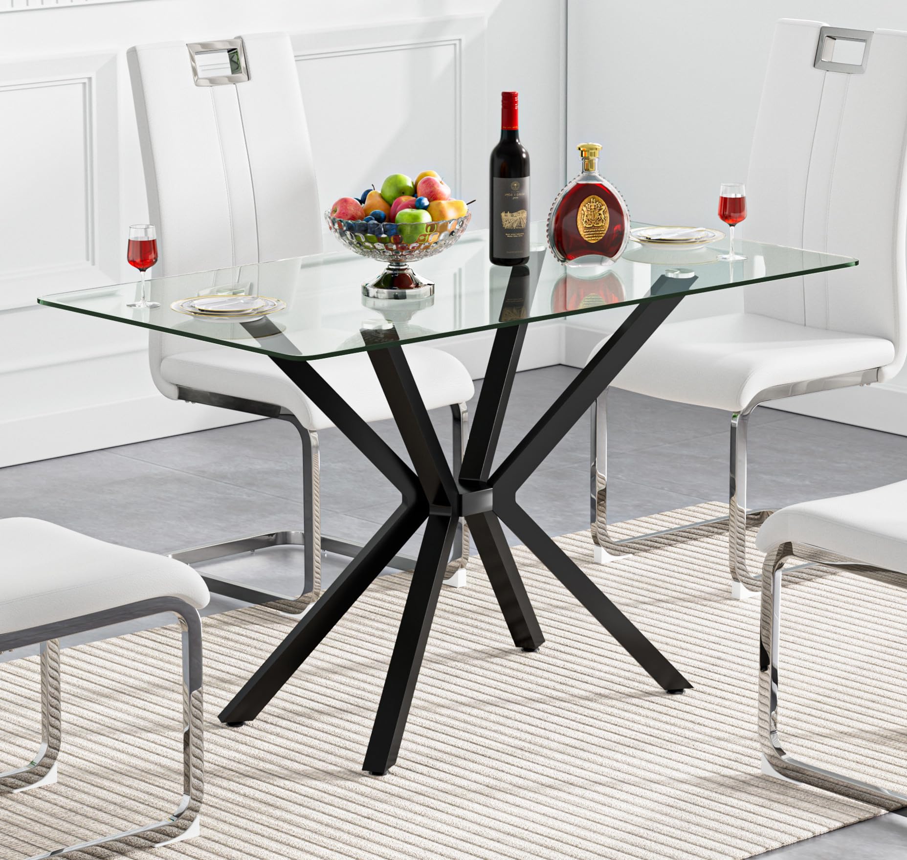 Modern 5-Piece Glass Dining Table Set for 4 - 47