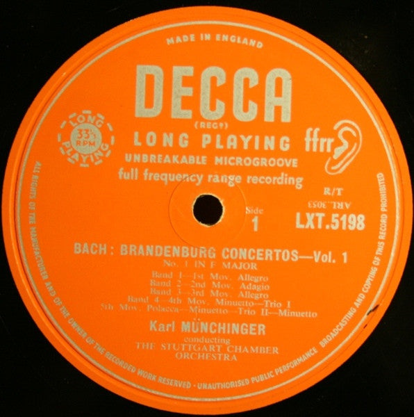 Bach Brandenburg Concertos Nos. 1, 3 & 6 - Karl Münchinger Conducting The Stuttgart Chamber Orchestra | Decca LXT 5198 | Classical Music for Relaxation & Dinner Parties