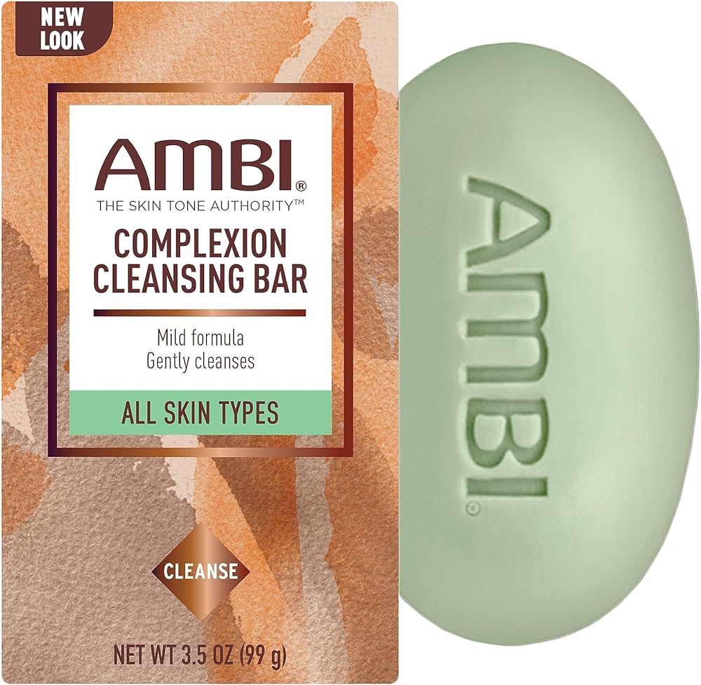 Ambi Complexion Cleansing Bar Soap for Clear Skin - 3.5 oz (Pack of 5) - Gentle Exfoliating Face & Body Soap for Acne, Dark Spots & Even Skin Tone - Perfect for Daily Skincare Routine & Travel