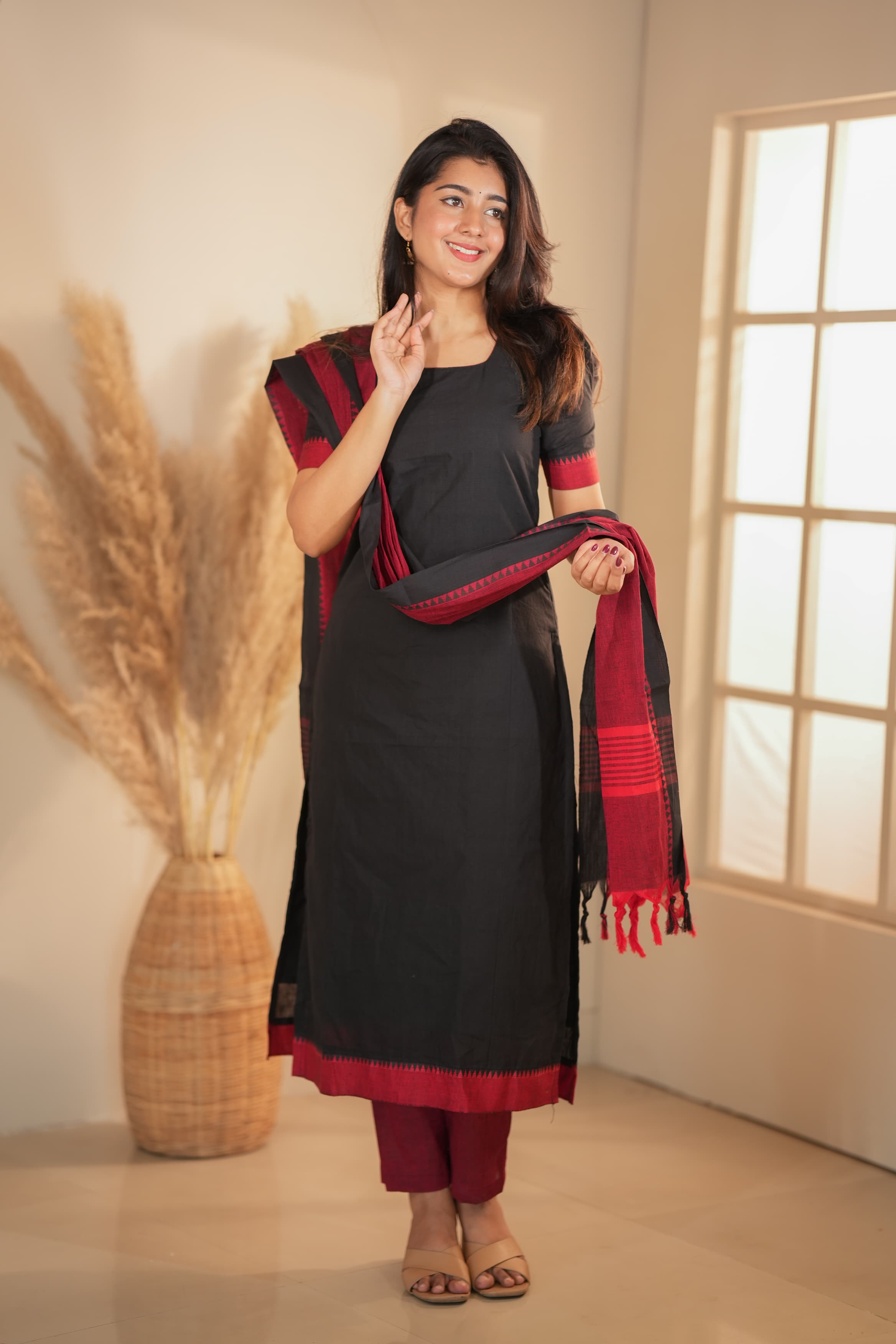 DD629 Deepika Pure Handloom Cotton Kurti - Women's Traditional Indian Tunic Top for Casual Wear & Festive Occasions