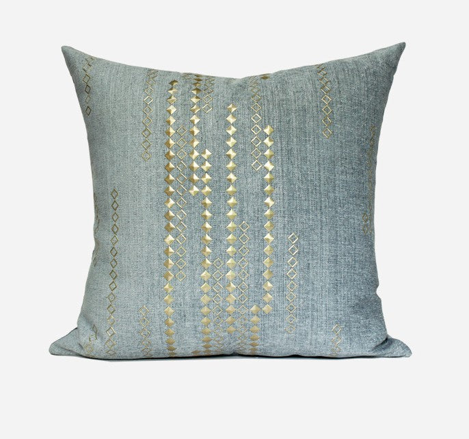 Grey Blue Decorative Throw Pillow for Couch - Large Square Modern Sofa Pillows - Simple Contemporary Home Decor for Living Room, Bedroom & Office
