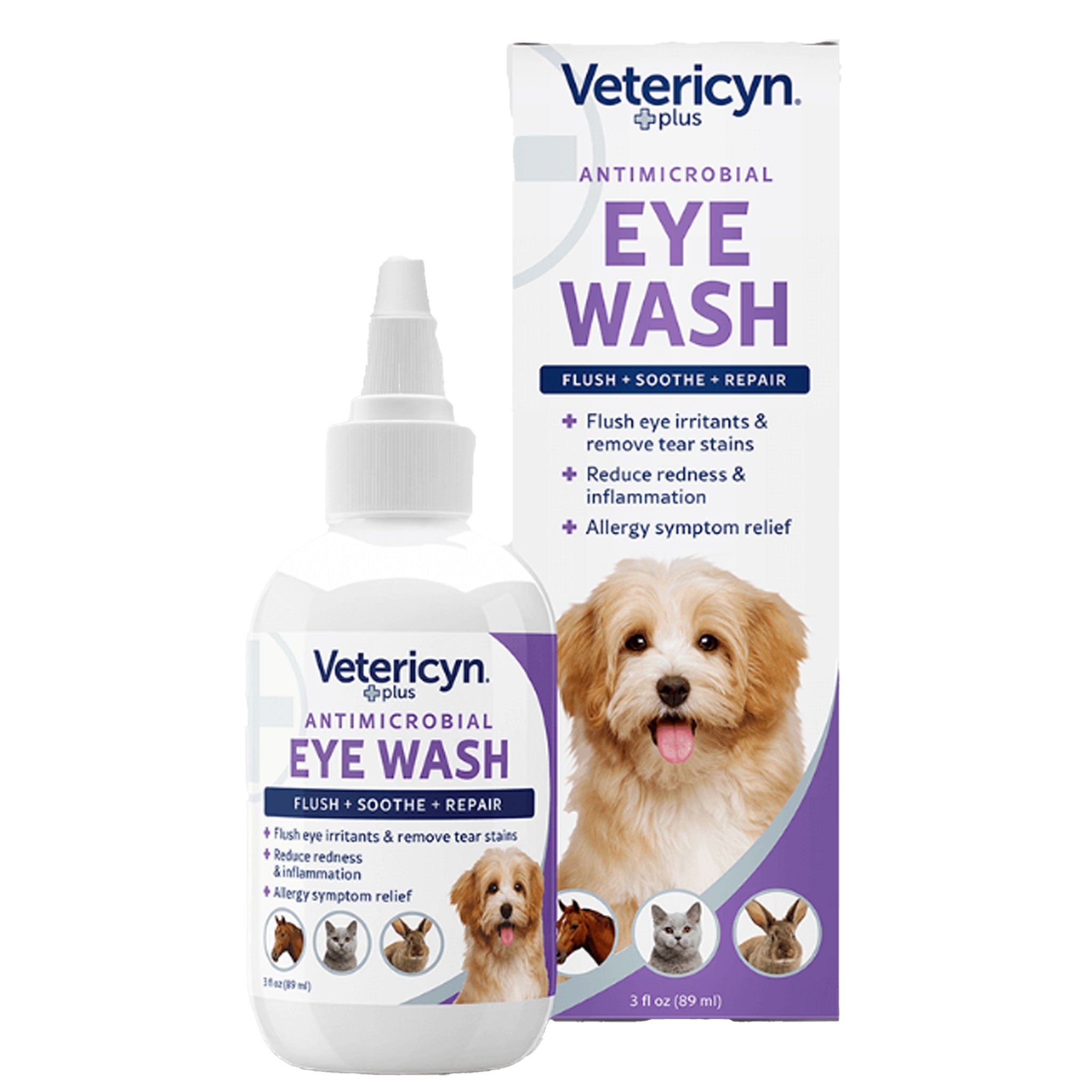 Vetericyn All Animal Eye Wash 3 oz - Safe & Gentle Eye Cleanser for Dogs, Cats, Horses & Pets - Relieves Irritation & Infections - Perfect for Daily Care & Emergency Use