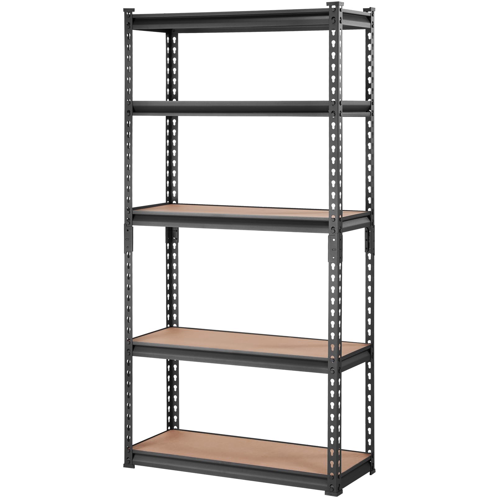 VEVOR 5-Tier Heavy Duty Metal Storage Shelving Unit - 2000 lbs Capacity, Adjustable Garage Shelves, Black Utility Rack (30