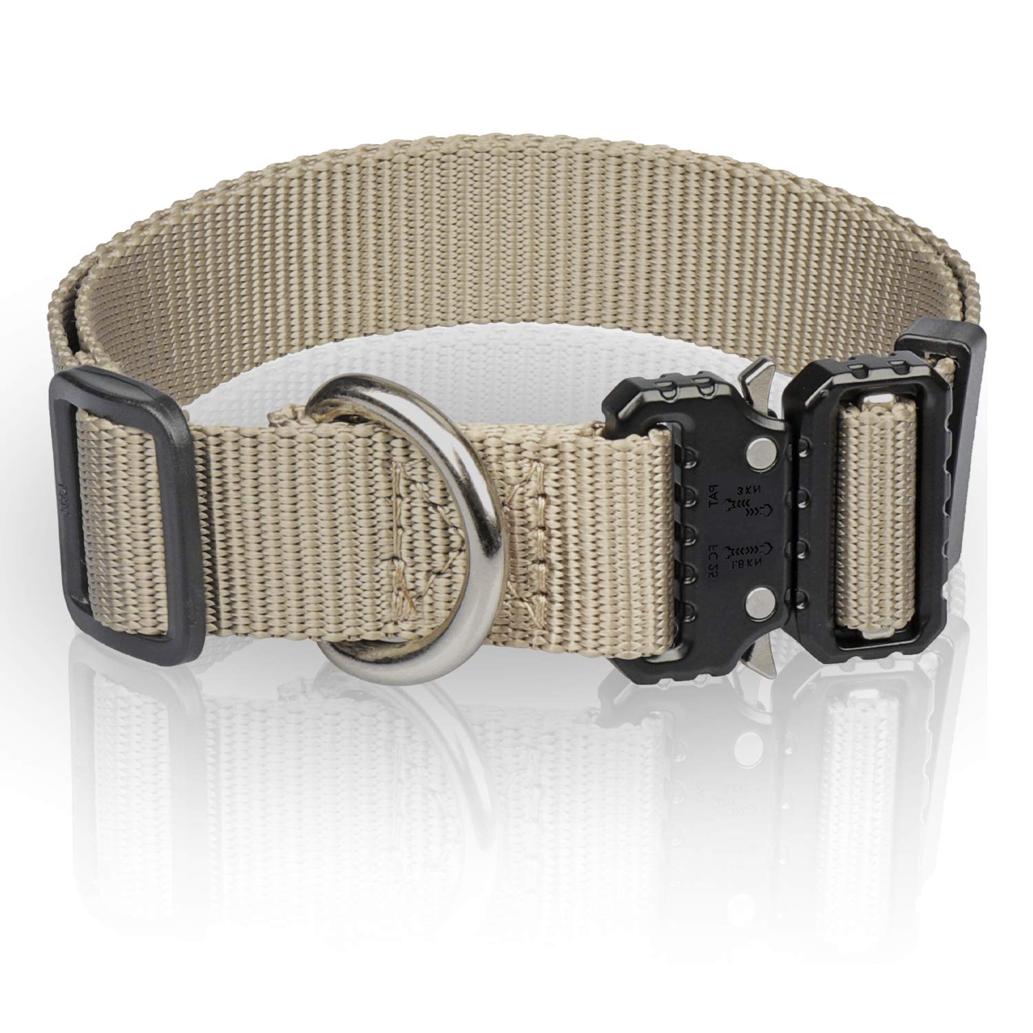Tactical Dog Collar for Medium, Large & XL Dogs - Adjustable Nylon K9 Collar with Quick-Release Metal Buckle (Brown, XL) - Durable Training & Outdoor Adventure Gear for Active Dogs