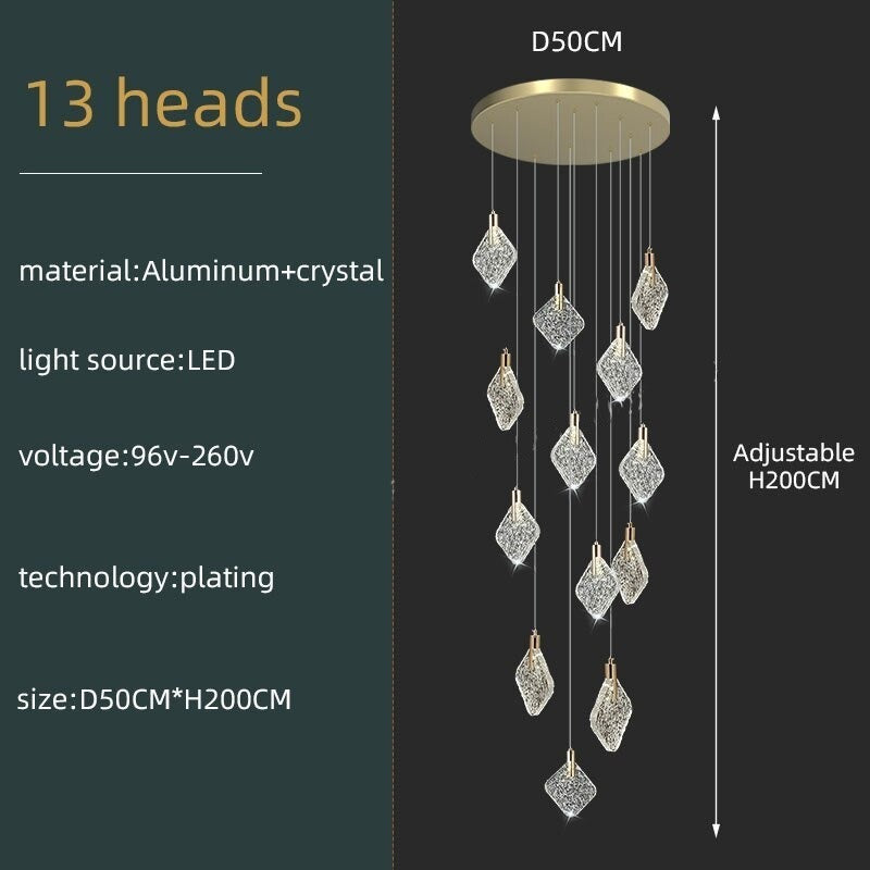 Elegant Square Crystal Pendant Chandelier - Modern Ceiling Light Fixture for Dining Room, Living Room & Bedroom Lighting Decor