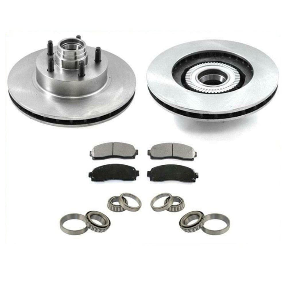 COCOME Rear Wheel Drive 4W ABS Front Brake Rotors & Pads with Wheel Bearings - High Performance Braking System for Trucks, SUVs, and Off-Road Vehicles