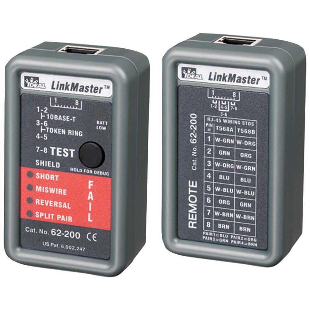 LinkMaster(TM) Professional Ethernet Cable Tester - Network Cable Tester for UTP/STP Wiring, Detects Shorts, Miswires, Reversals & Split Pairs (62-200) - Ideal for IT Professionals, Network Installations & Home Office Setup