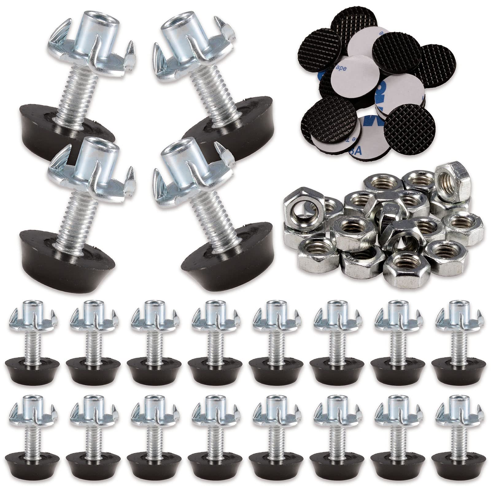 20 Pack M6 Adjustable Furniture Leveling Feet with Non-Slip Pads - Heavy Duty Glide Leg Levelers for Tables, Chairs, Cabinets, Desks & Sofa - Protect Floors & Stabilize Furniture on Uneven Surfaces (Perfect for Home, Office & Workshop Use)