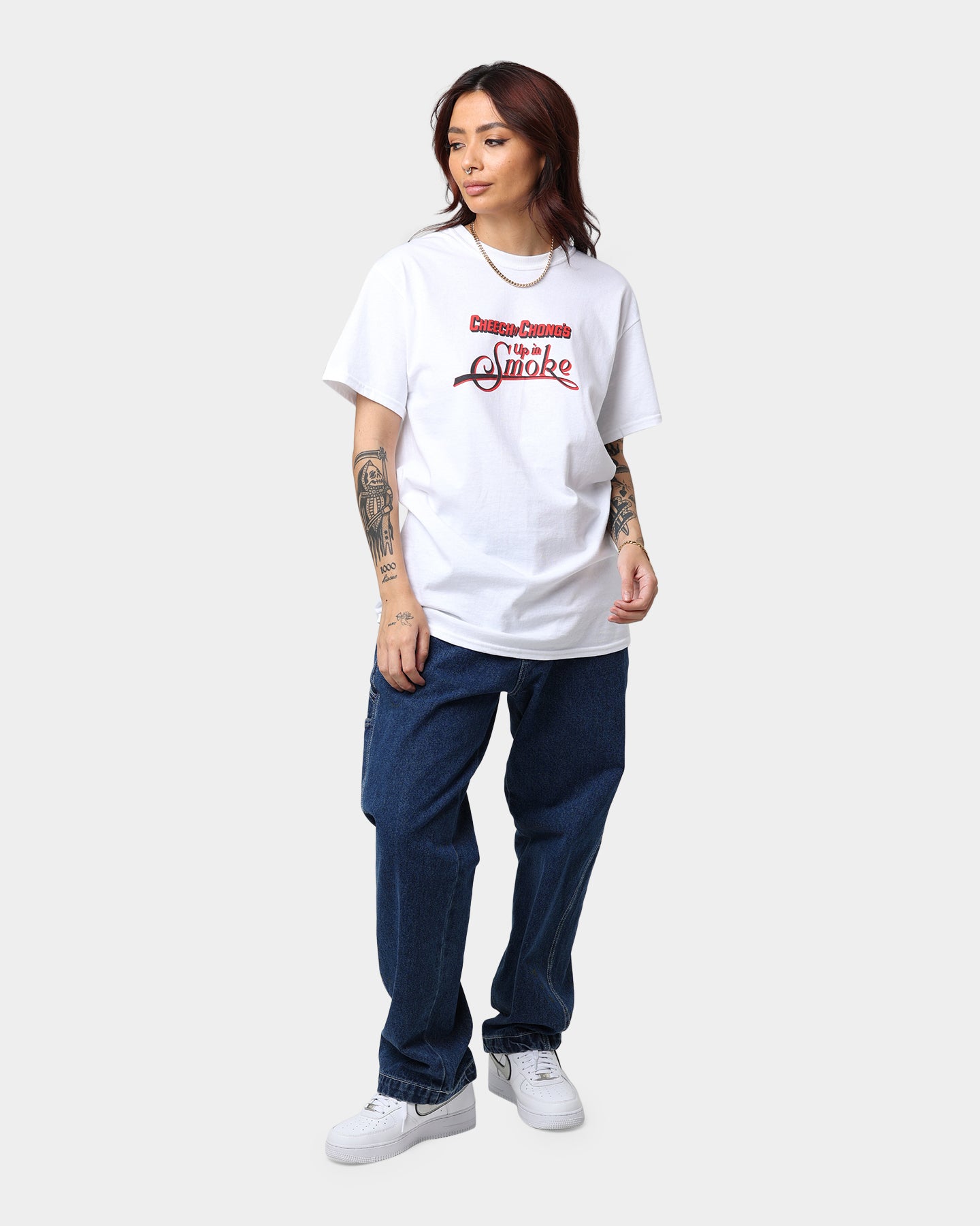 American Thrift X 420 Up In Smoke Graphic T-Shirt - White Cotton Tee for Casual Wear & Festival Outfits