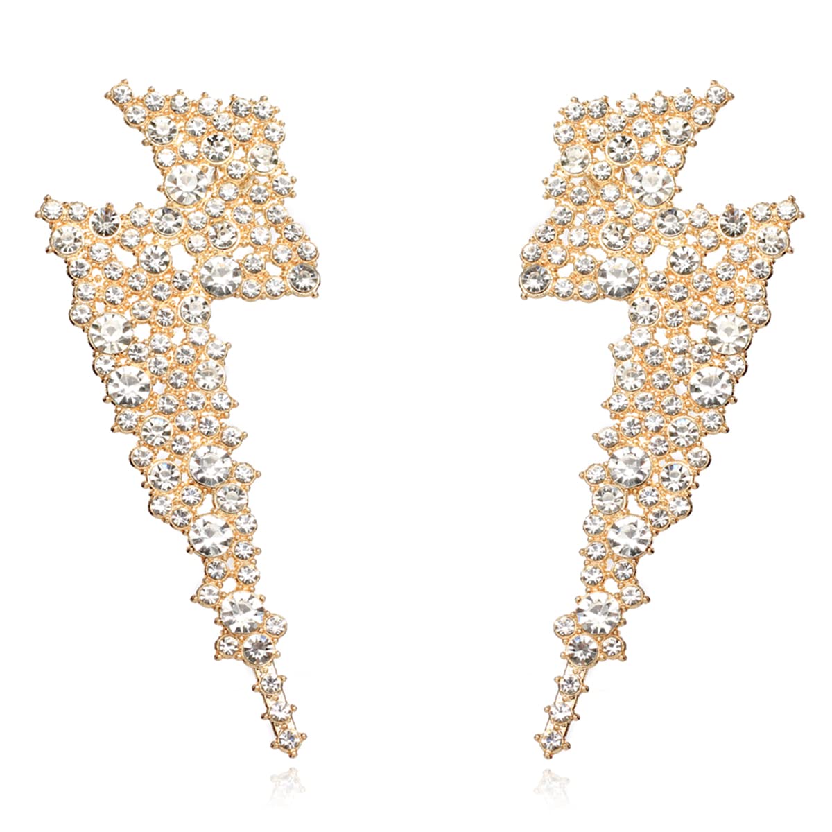 KELMALL Crystal Lightning Bolt Dangle Earrings for Women - Trendy Sparkly Drop Earrings, Fashion Statement Jewelry for Parties, Date Night & Special Occasions