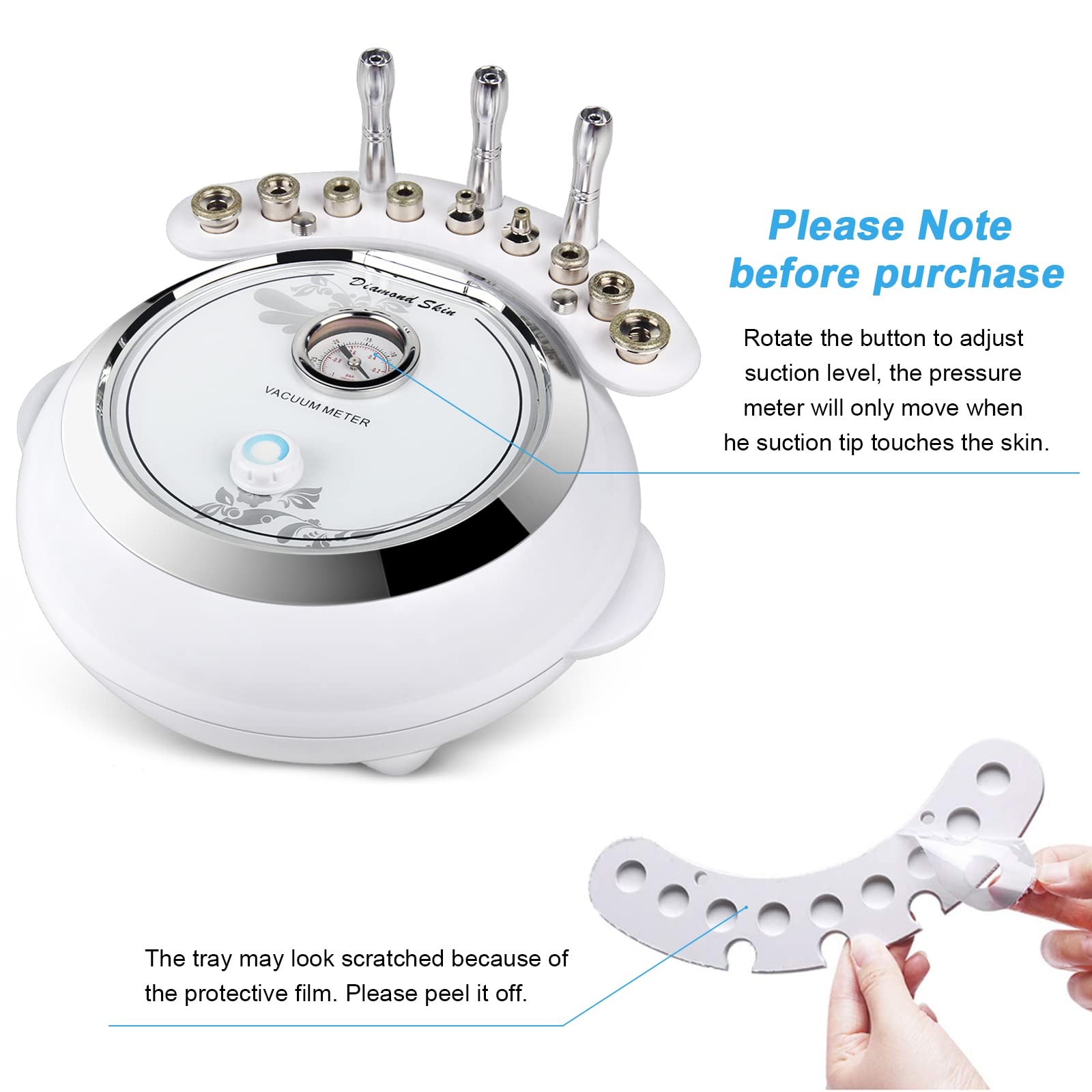 Professional 3-in-1 Diamond Microdermabrasion Machine for Face - 65-68cmHg Vacuum Suction Blackhead Remover & Hydrating Spray - At-Home Facial Skin Care Device for Acne, Wrinkles & Glowing Skin | Salon-Quality Beauty Equipment for DIY Spa Days & Professional Treatments