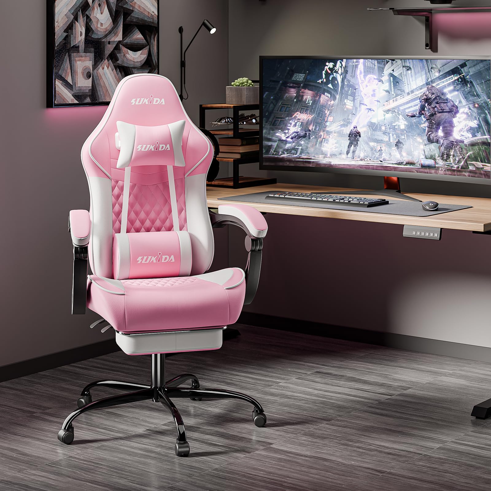 Ergonomic Gaming Chair with Lumbar Support & Massage - Adjustable Swivel Computer Chair for Adults - Perfect for Esports, Streaming & Office Work