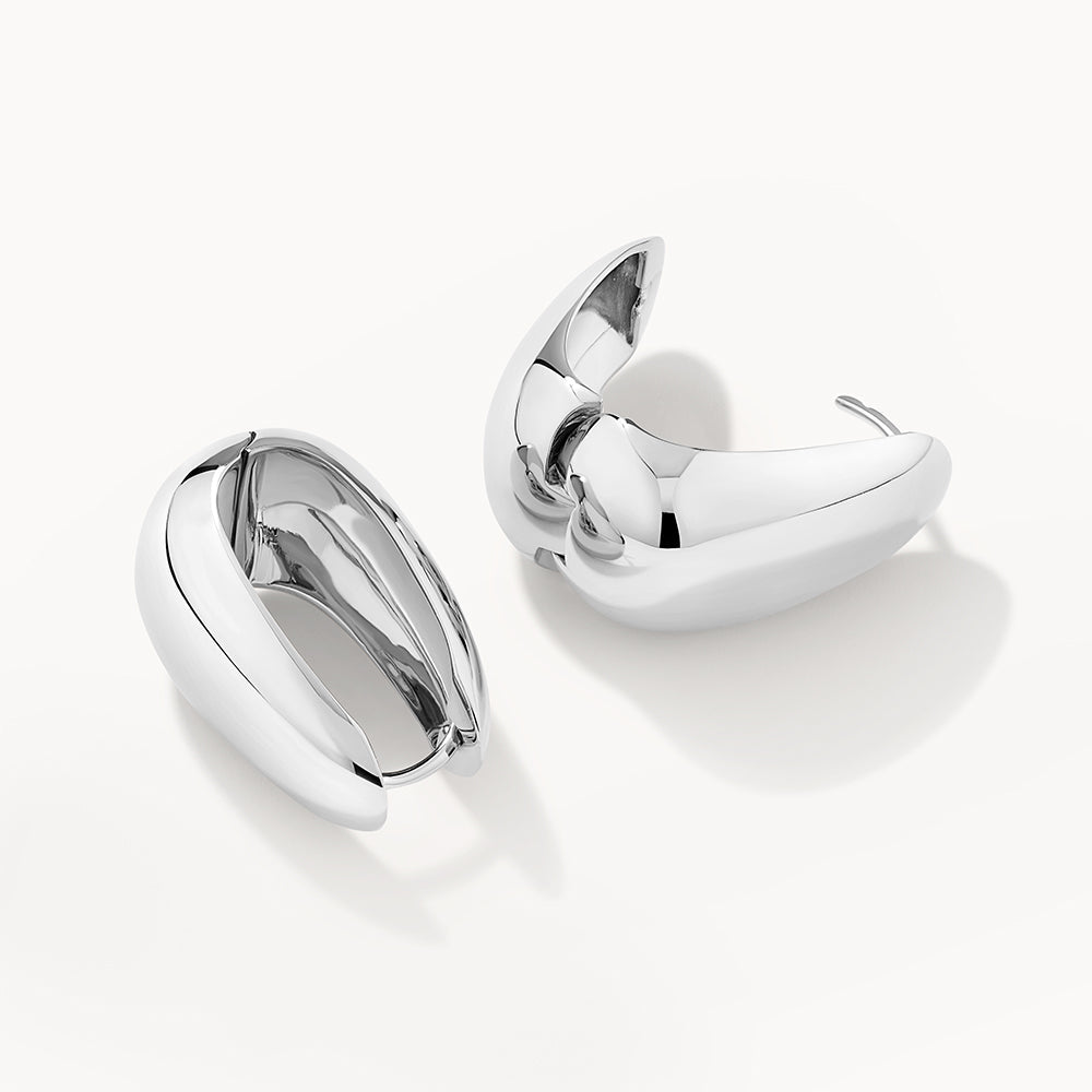 Silver Drop Dome Hoops Earrings for Women - Elegant Dangle Earrings for Party, Wedding & Everyday Wear