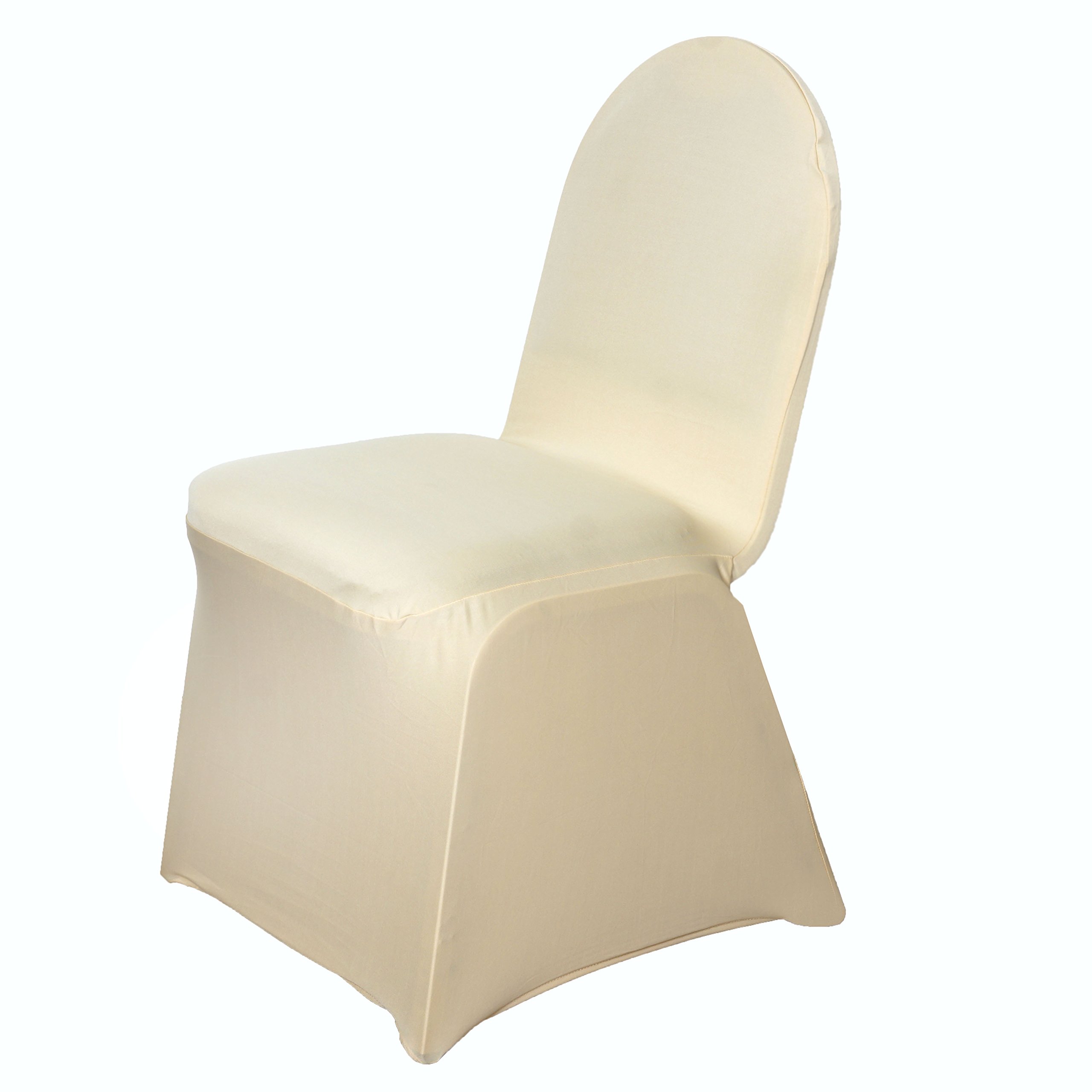 50-Pack Champagne Spandex Stretchable Chair Slipcovers - Washable Banquet Seat Protectors for Weddings, Parties & Events - Elegant Reception Furniture Covers for Indoor/Outdoor Use