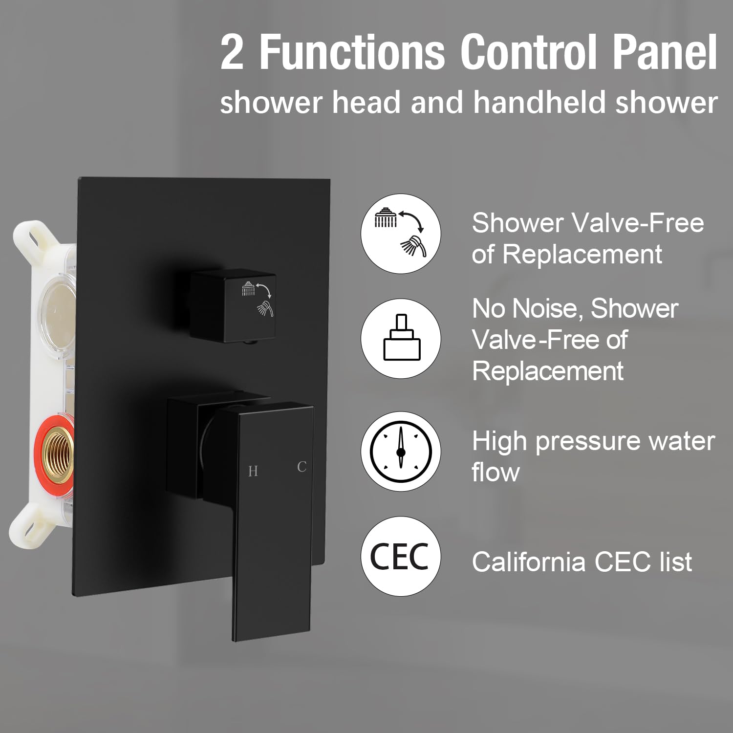 10 Inch Square Ceiling Mount Rainfall Shower System - SUS304 Stainless Steel Shower Faucet Set with Black Trim Kit for Modern Bathroom | Perfect for Spa-Like Experience & Luxury Home Renovation