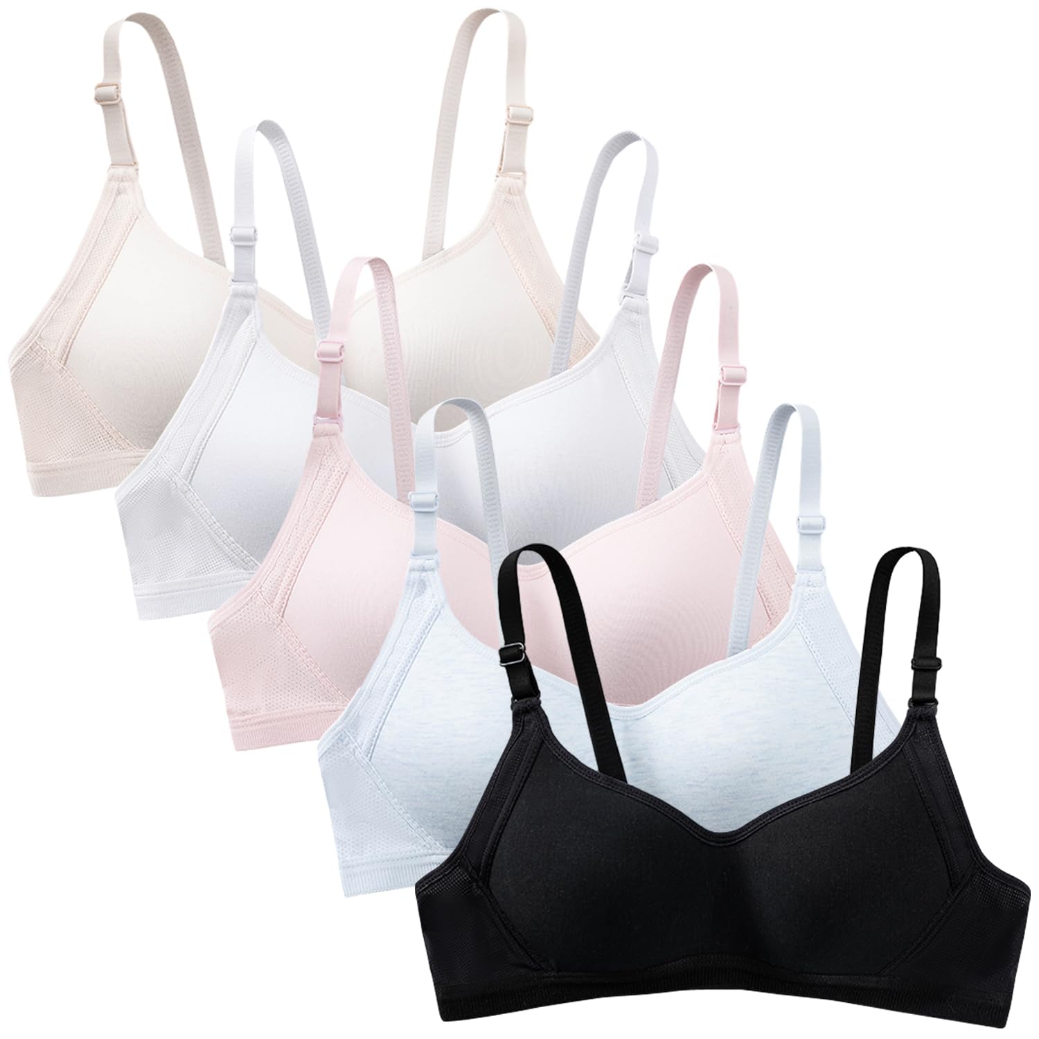 Phennie's Wireless Crop Bras for Teen Girls - Soft Cotton Bralette with Breathable Thin Cups - Perfect for School, Sports, and Everyday Comfort