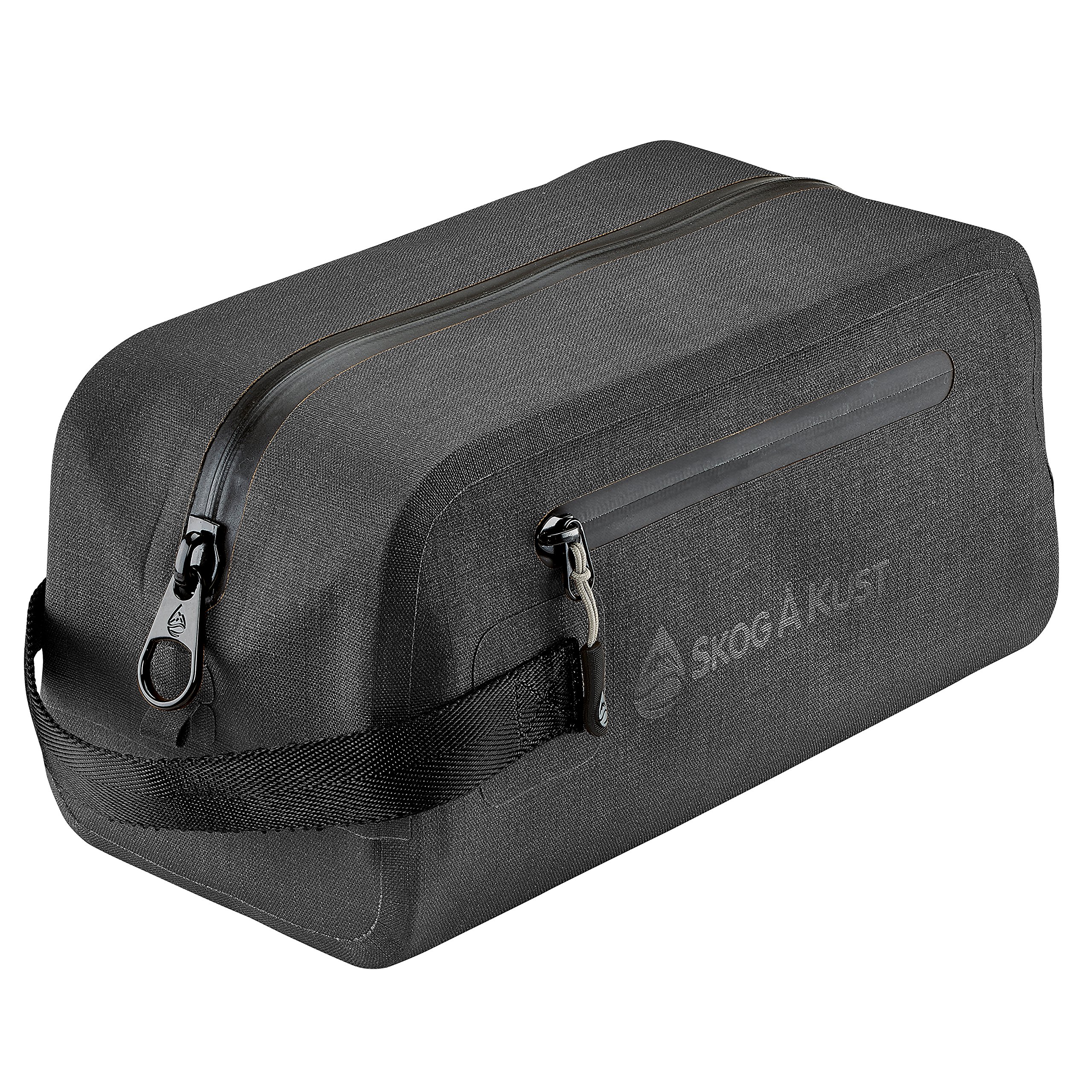 Skog Å Kust DoppSåk Waterproof & Leak-Proof Travel Toiletry Bag | Small Black Cosmetic Organizer | Perfect for Airplane Carry-On, Camping & Gym Essentials