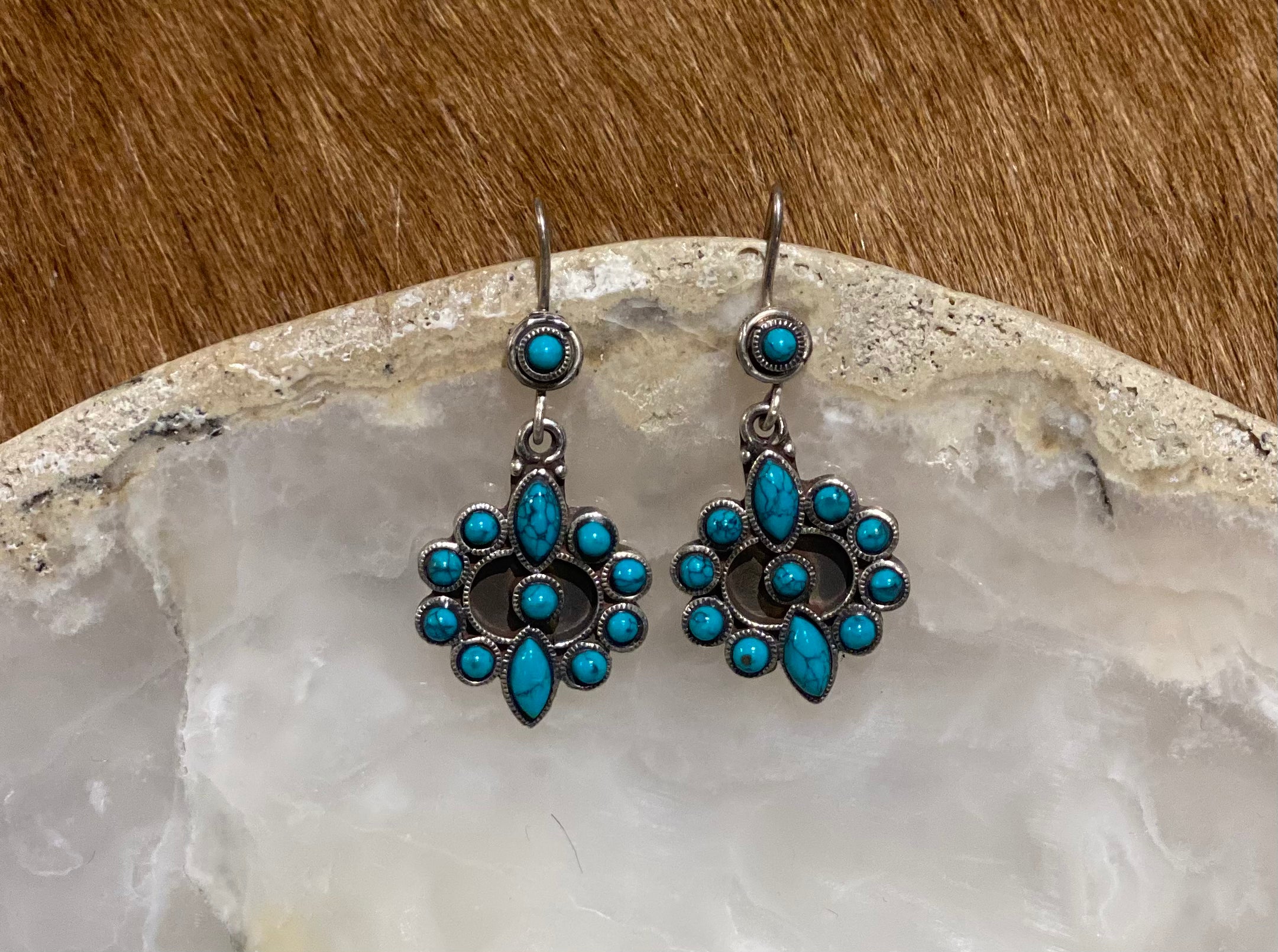 Turquoise Flower Earrings for Women - Handmade Boho Dangle Earrings with Gemstone Beads | Perfect for Festivals, Weddings & Boho Fashion