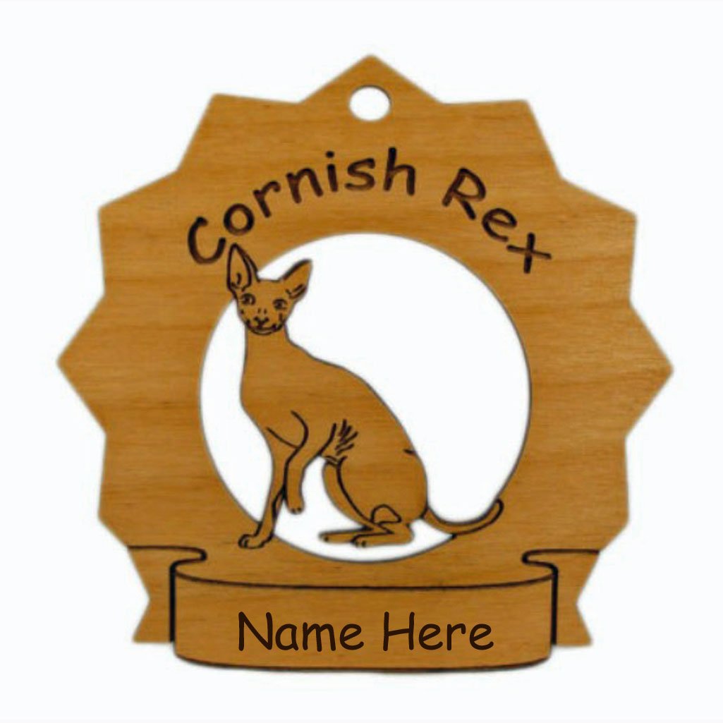 Personalized Cornish Rex Cat Ornament - Custom Name Engraved - Perfect Gift for Cat Lovers & Home Decor