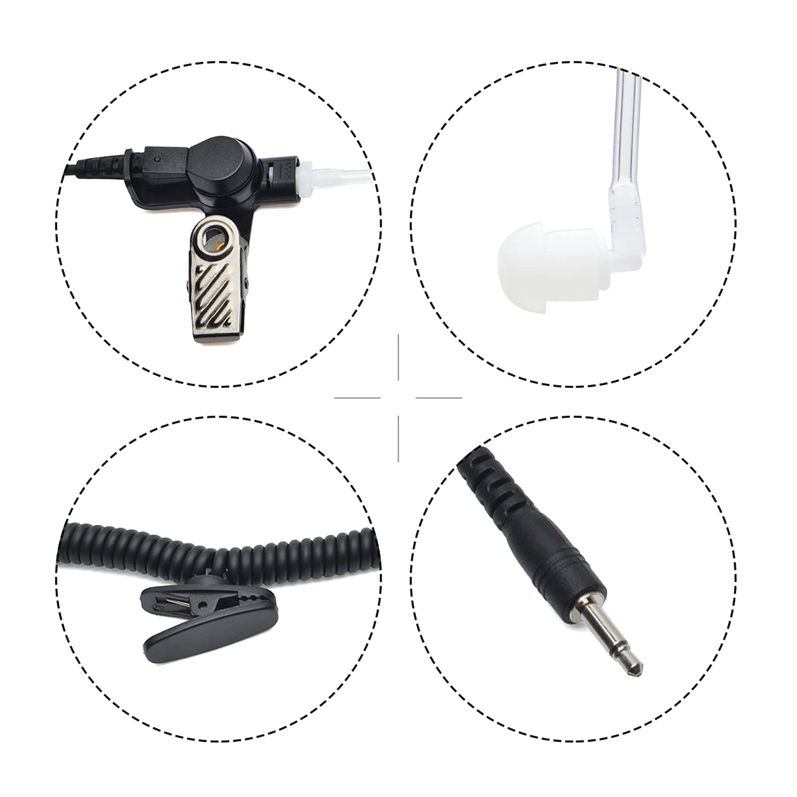 TWAYRDIO 3.5mm Police Surveillance Earpiece - Covert Acoustic Tube Headset for Two-Way Radios, Walkie Talkies & Communication Devices - Ideal for Security Guards, Law Enforcement & Event Staff