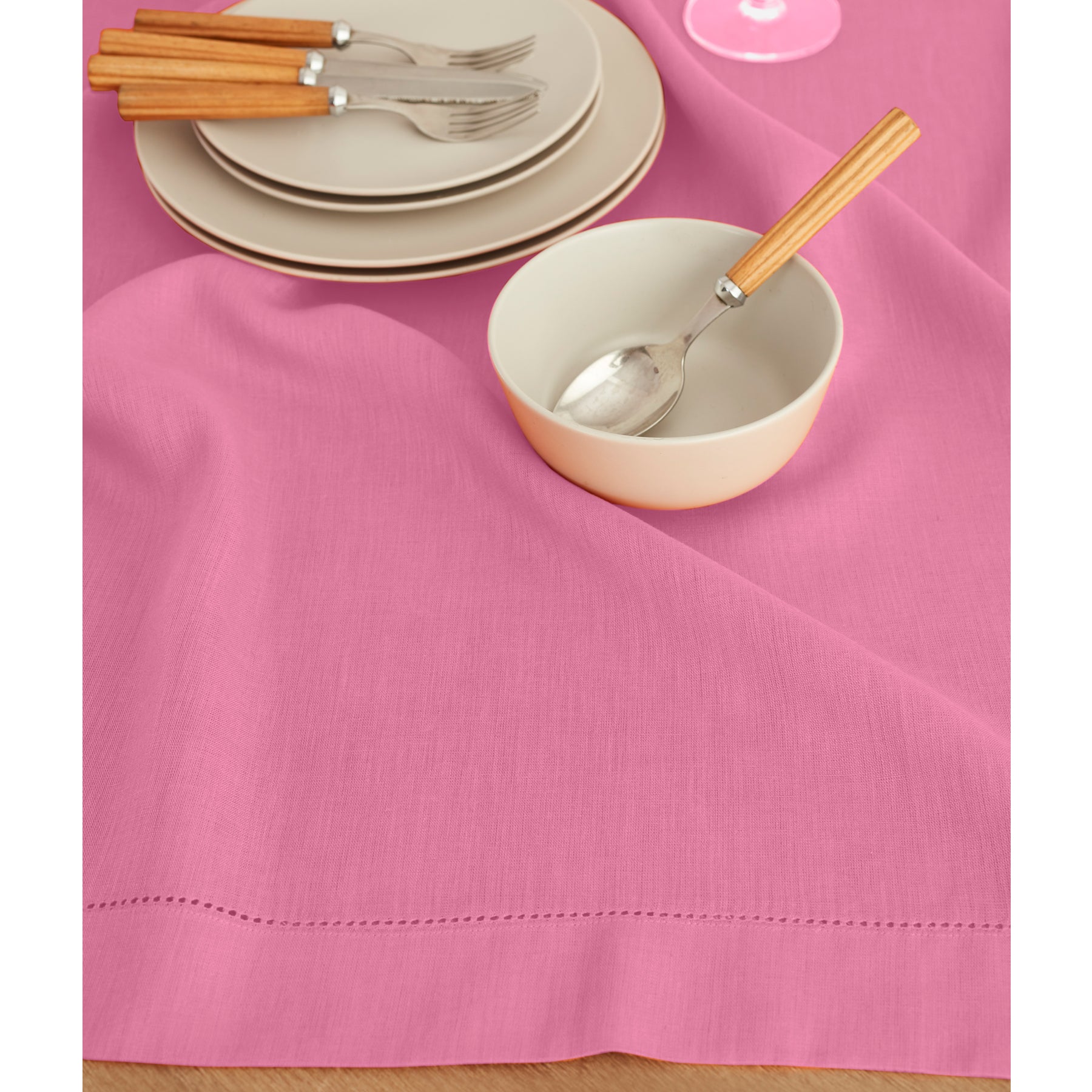 Classic Hemstitch Table Throw - Elegant Linen Table Runner for Dining Room Decor, Wedding & Holiday Table Settings