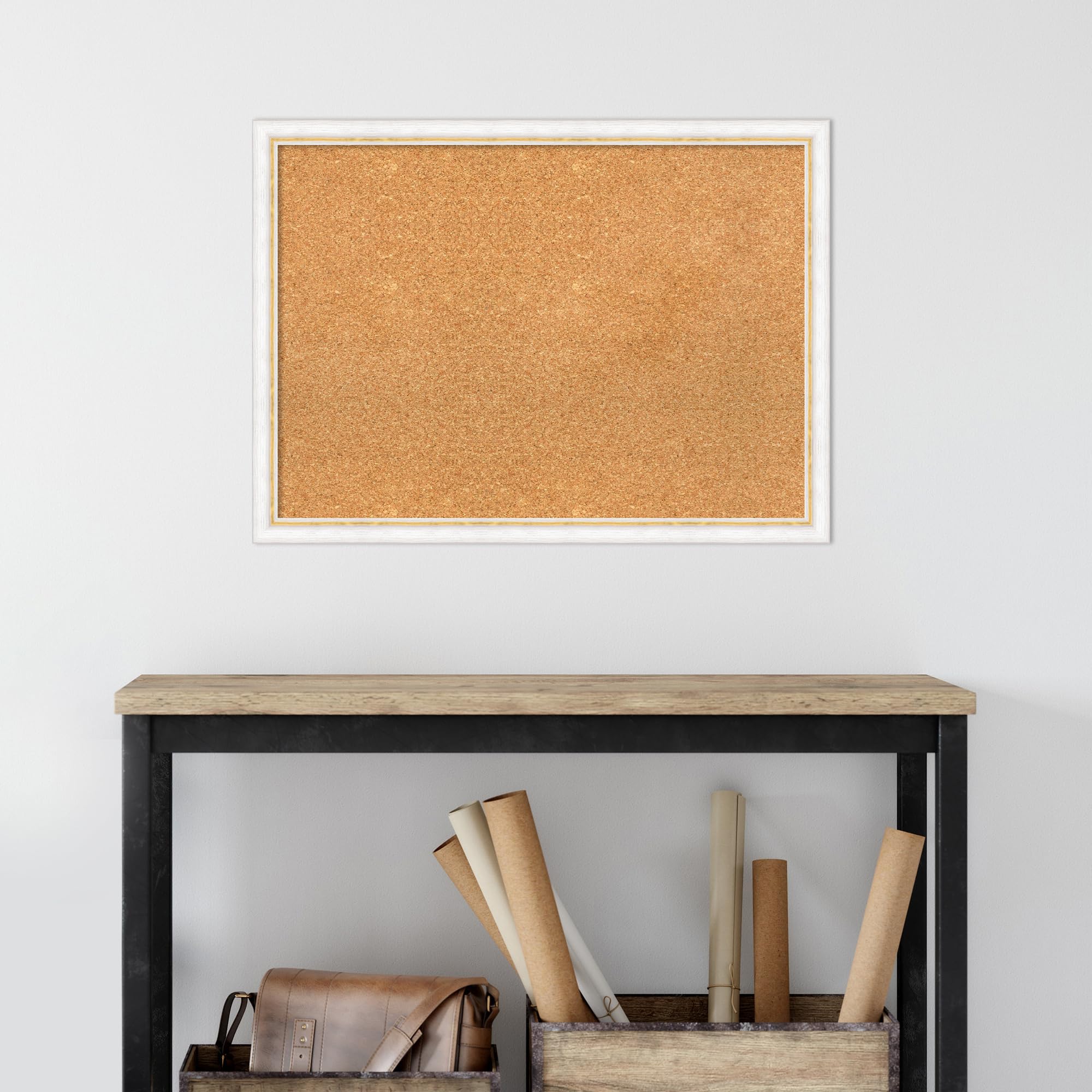 Amanti Art 22x30 Natural Cork Board with White Wood Frame - Vision Board, Office Decor & Home Organization Pinboard for Notes, Photos & Memories | Perfect for Home, Office & Dorm Room Displays