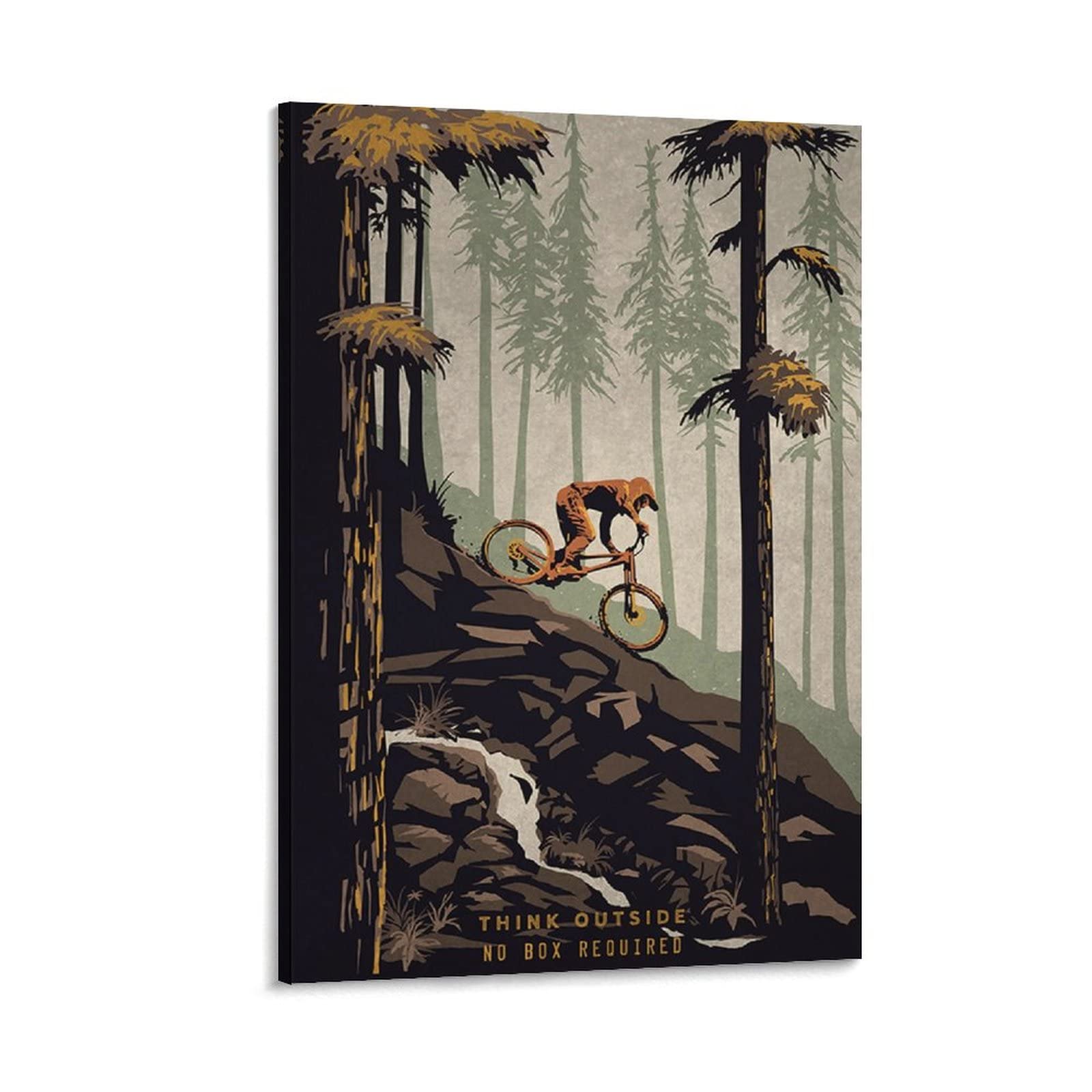 Vintage Mountain Bike Canvas Wall Art Poster - 16x24 Inch (40x60cm) - Home Decor for Bedroom, Living Room, Office - Perfect for Cycling Enthusiasts & Nature Lovers