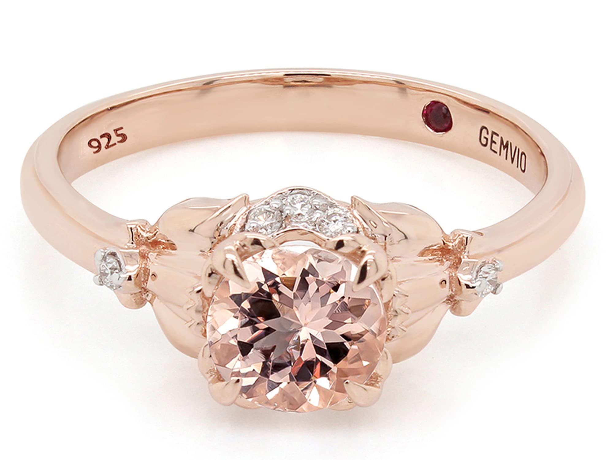 6MM Round Morganite & Diamond Sterling Silver Ring | Blush Petal Collection | Engagement, Promise, Anniversary & Wedding Ring | Valentine's Day Gift for Women | Perfect for Proposals, Date Nights & Special Occasions